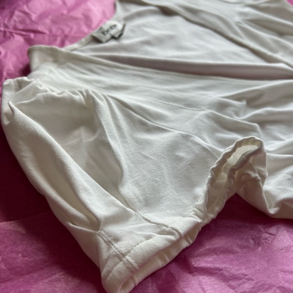 EUC VTG 90s BEBE S white wrap Marilyn Monroe satin cotton stretch sunshine seams - Picture 9 of 16